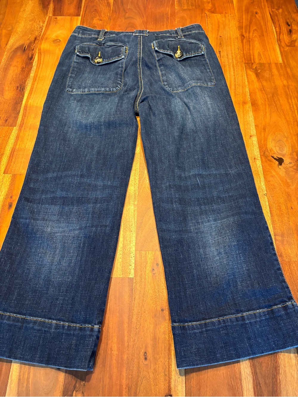 CAbi Wide Leg Patch Pocket Trouser Jeans Dark Wash - Size 6 - Picture 2 of 10